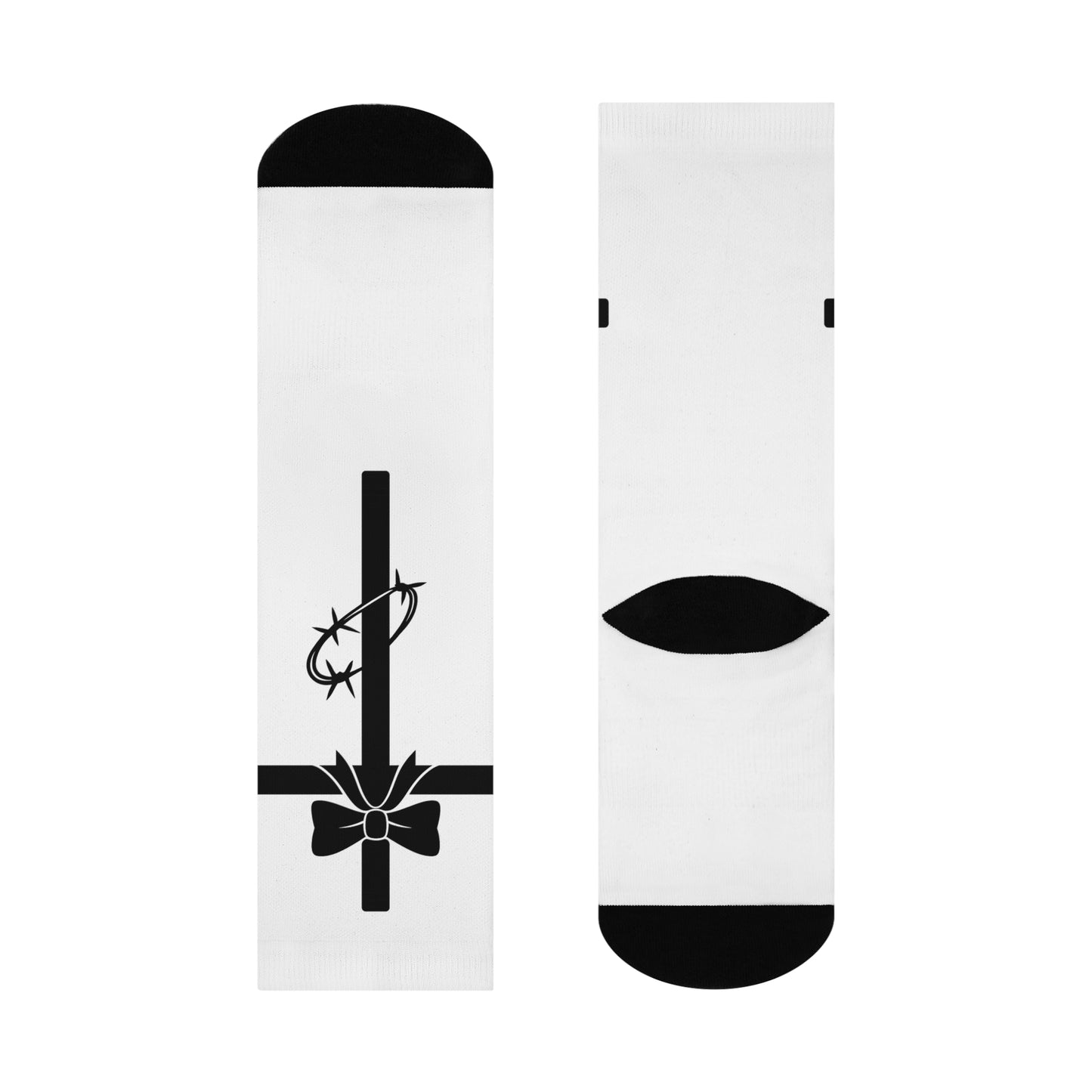 WHITE GOTH CROSS BOW BARBED WIRE SOCKS