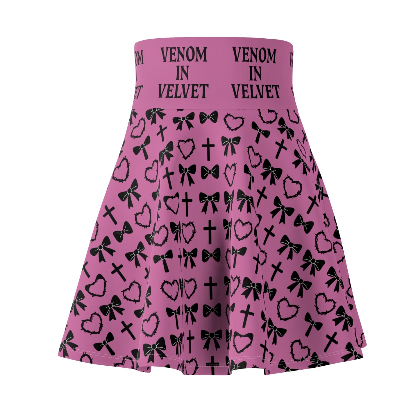VENOM IN VELVET PINK GOTH SKATER SKIRT