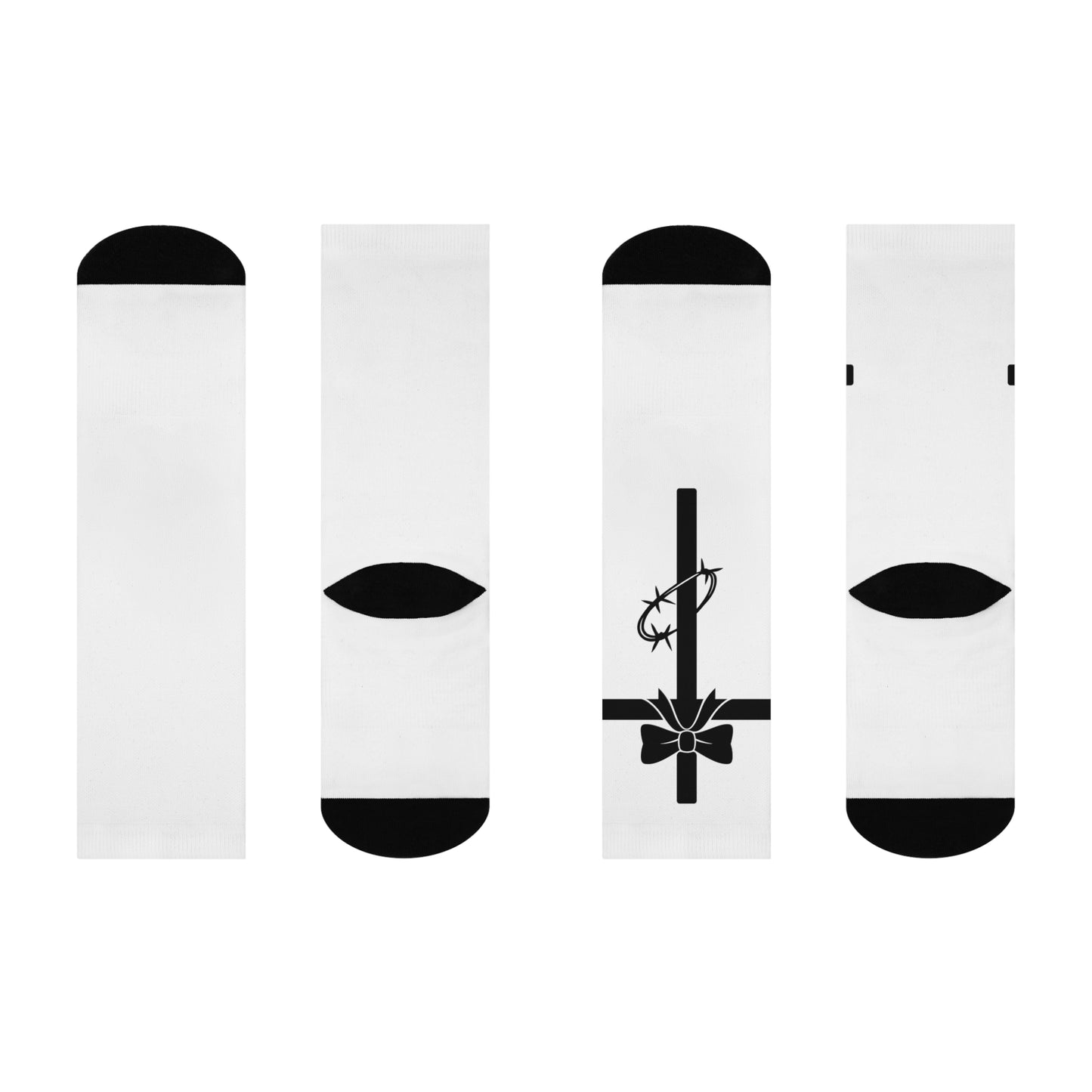WHITE GOTH CROSS BOW BARBED WIRE SOCKS