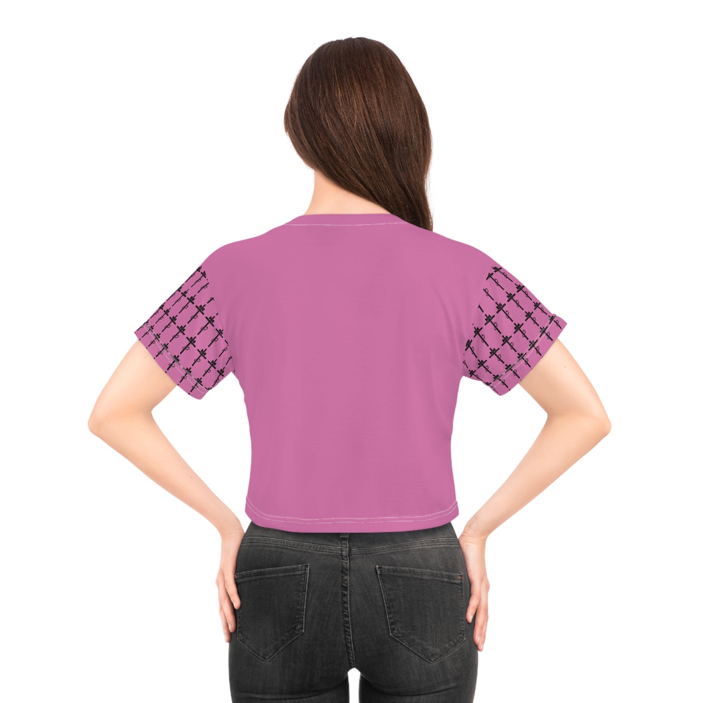 PRETTY GIRLS BREAK THINGS PINK GOTH CROP TEE
