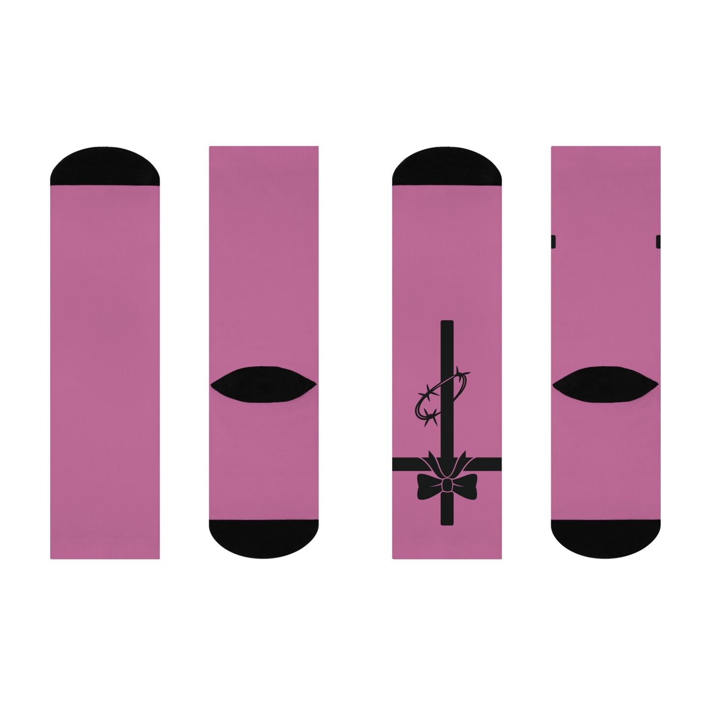 PINK GOTH CROSS BOW BARBED WIRE SOCKS