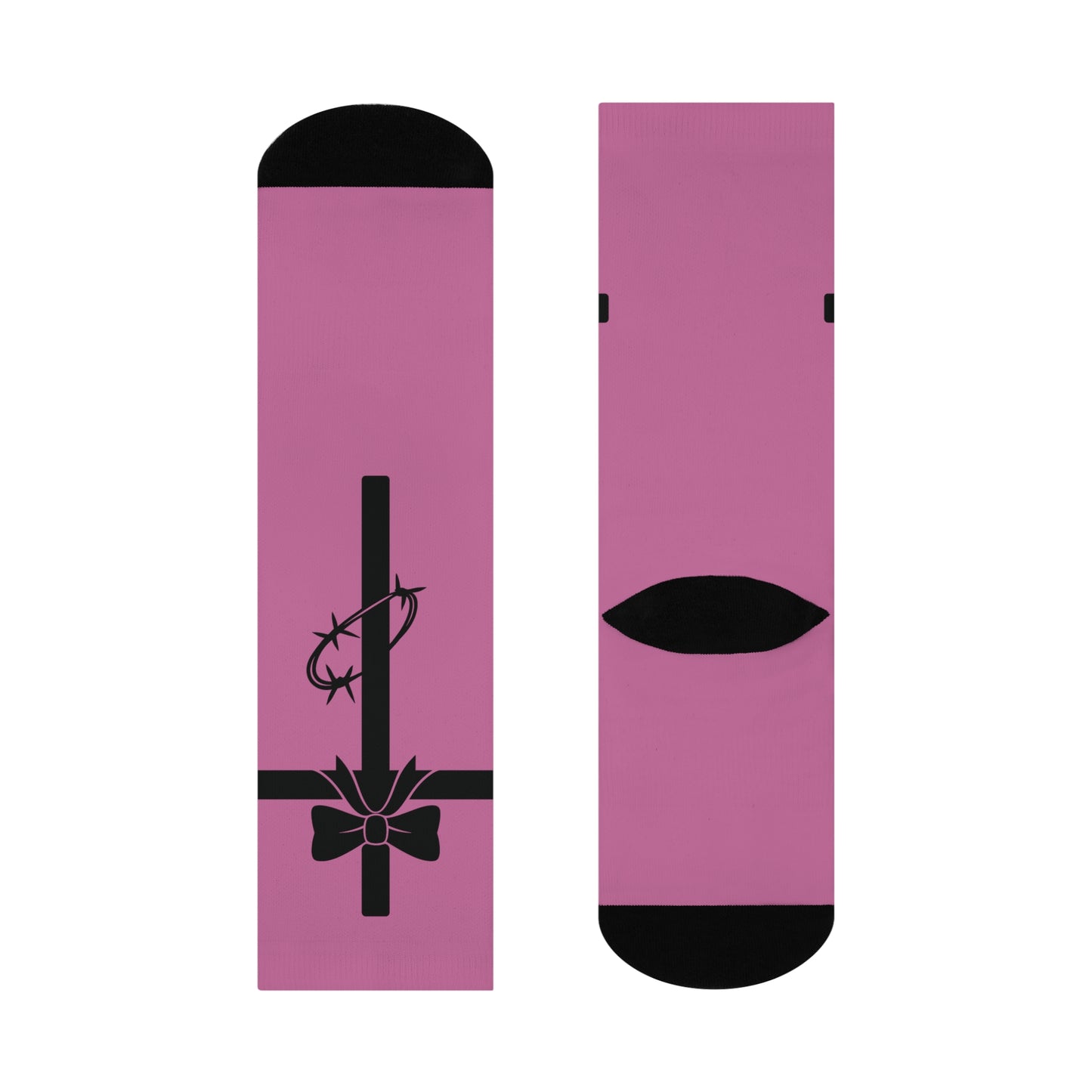 PINK GOTH CROSS BOW BARBED WIRE SOCKS