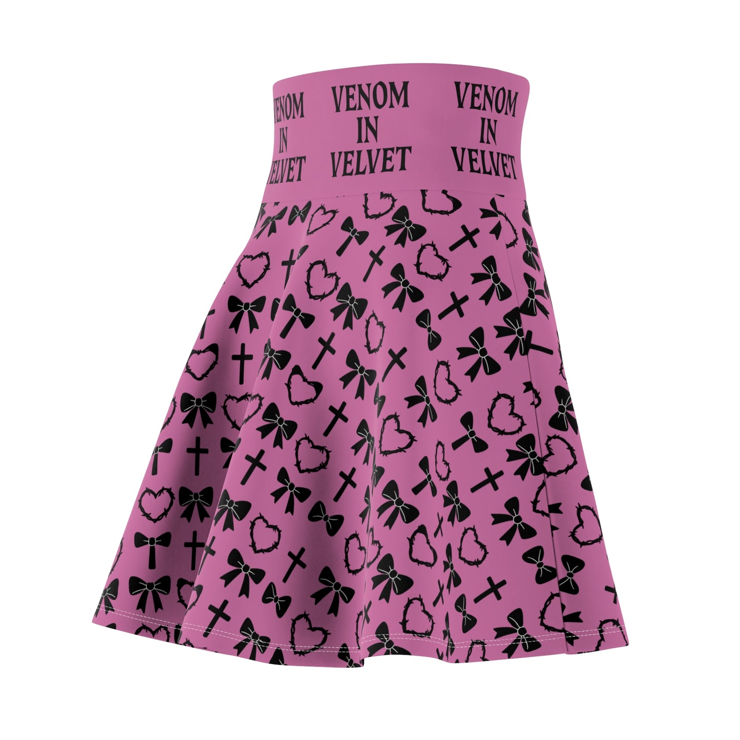 VENOM IN VELVET PINK GOTH SKATER SKIRT
