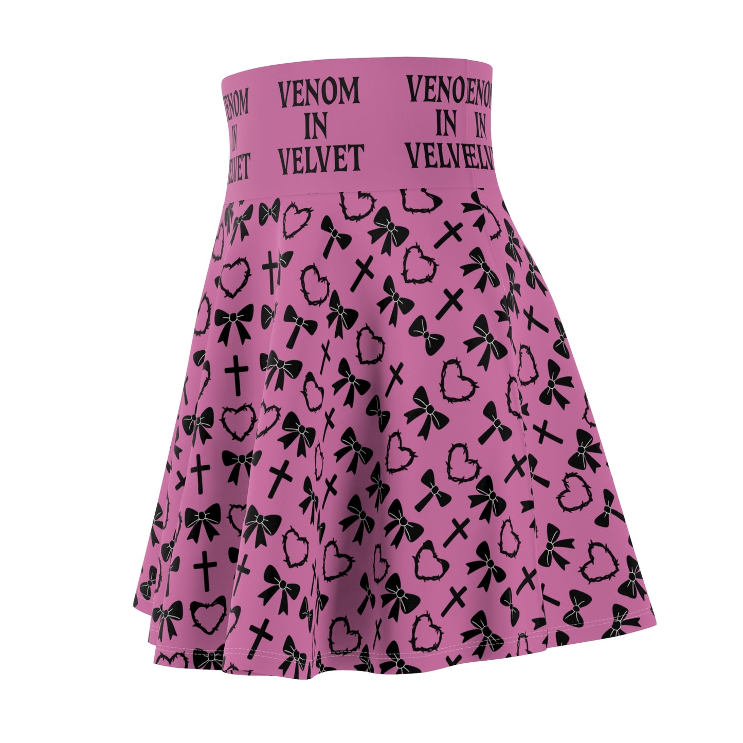 VENOM IN VELVET PINK GOTH SKATER SKIRT
